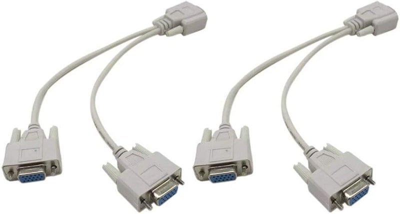 كابل مقسم VGA نحاسي بلون البيج، ذكر 15 دبوس إلى محول مزدوج أنثى مزدوج - Image 1